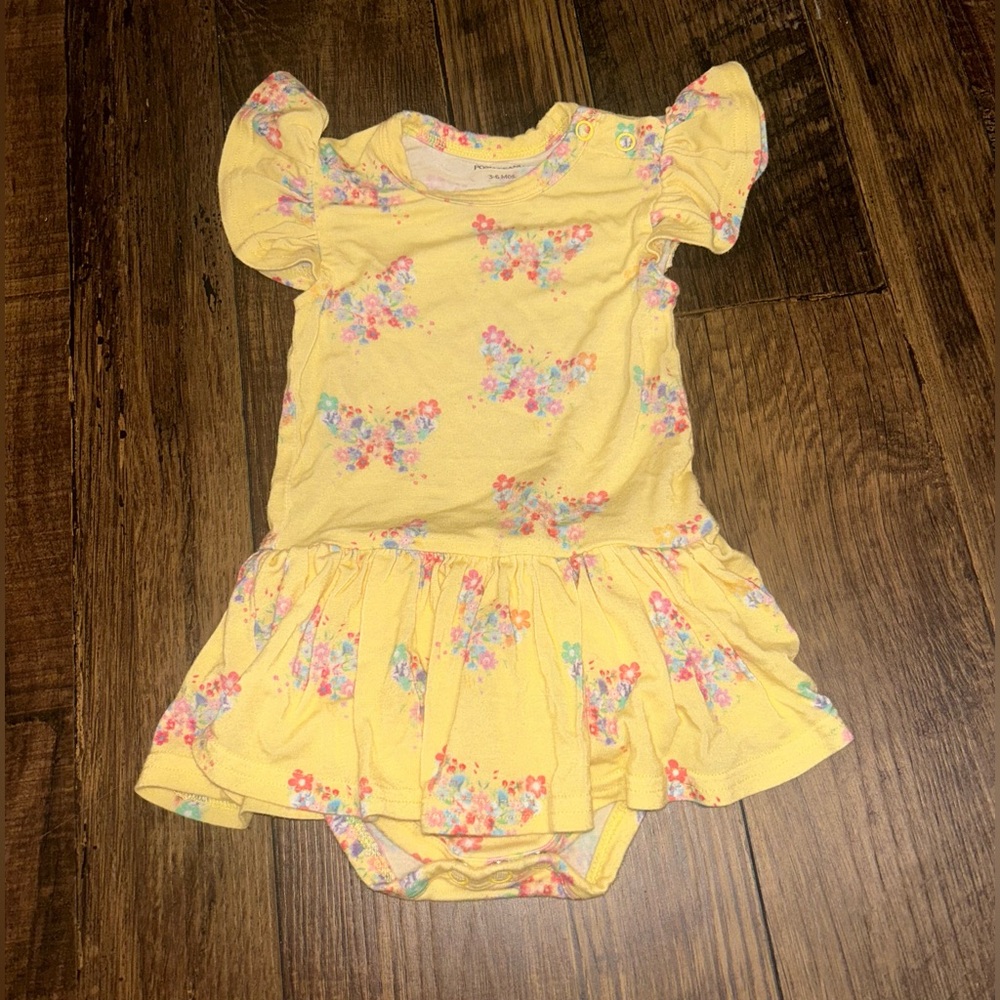 Posh Peanut Baby Girl Yellow Floral Butterfly Twirl Dress Size 3-6 Months